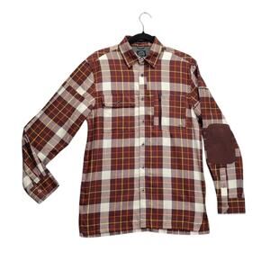 Wrangler Mens ATG Flannel Size Small Trapper Long Sleeve Brown Plaid Elbow Pads